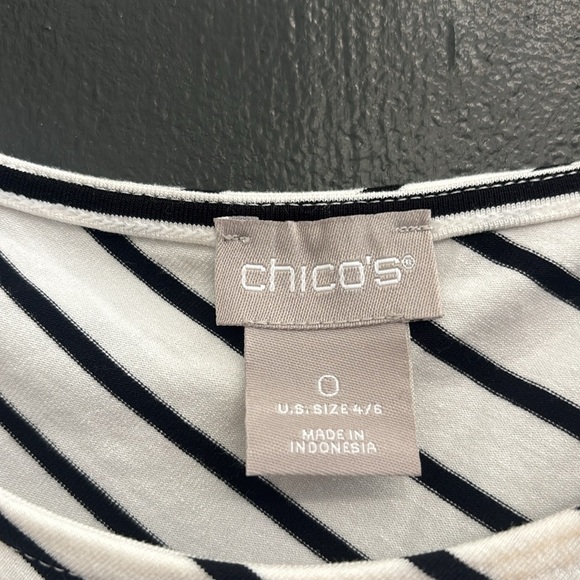 Chicos Maxi Asymmetrical Black & White Striped Dress Size 0 ( US 4-6) - Picture 3 of 7